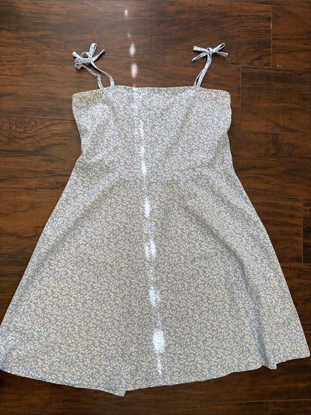 Light Blue Floral Tie-Strap Sundress